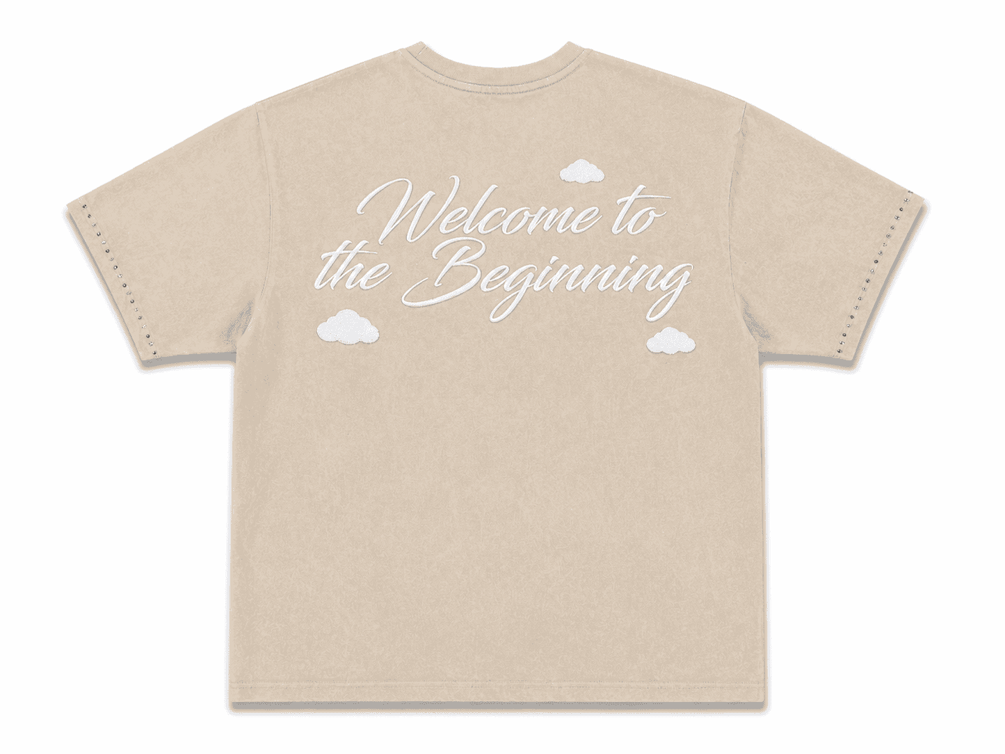 Elite Brand Night Premium Embellished T-Shirt - Beige