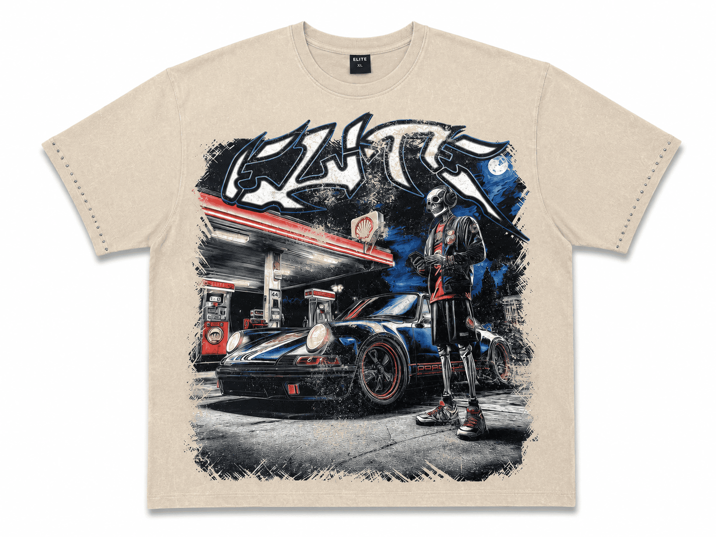 Elite Brand Night Premium Embellished T-Shirt - Beige