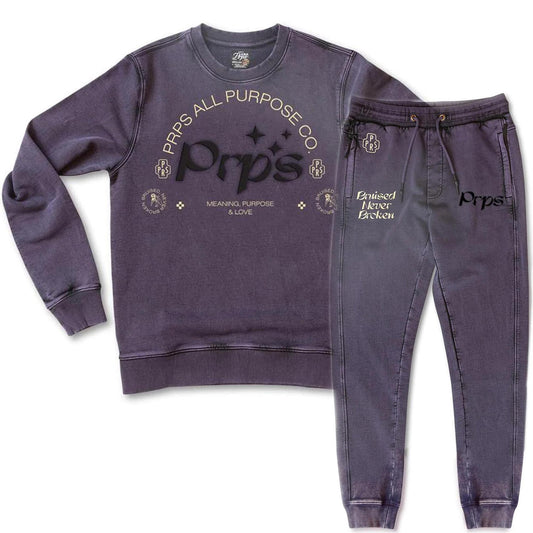 PRPS FINISH CREWNECK AND SWEATPANT SET (PURPLE)