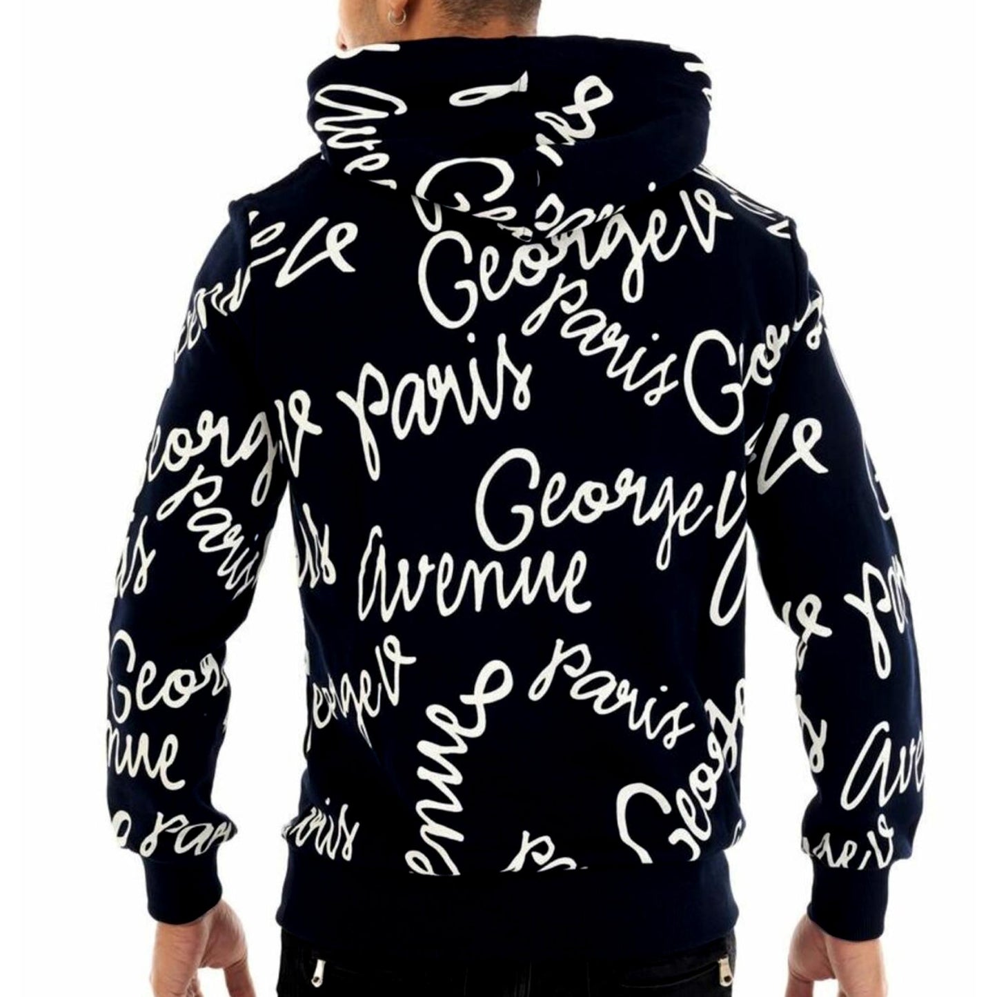 AVENUE GEORGE V LOGO HOODIE (BLK/WHITE) GV2345