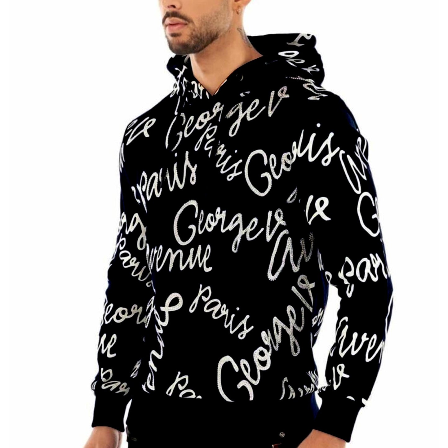 AVENUE GEORGE V LOGO HOODIE (BLK/WHITE) GV2345