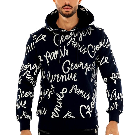 AVENUE GEORGE V LOGO HOODIE (BLK/WHITE) GV2345