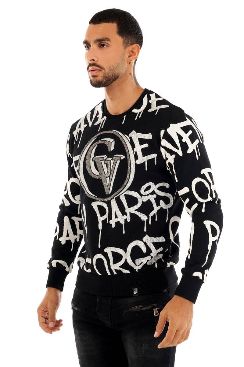 AVENUE GEORGE V PARIS SPRAY TAG SWEATSHIRT (BLACK) GV2347