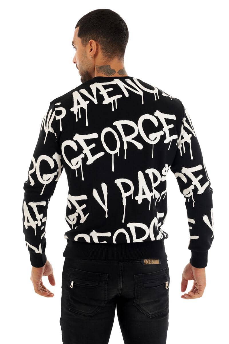 AVENUE GEORGE V PARIS SPRAY TAG SWEATSHIRT (BLACK) GV2347