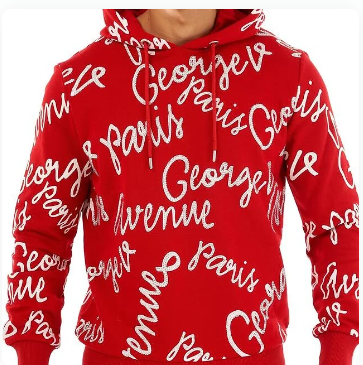 AVENUE GEORGE V LOGO HOODIE (RED/WHITE) GV2345