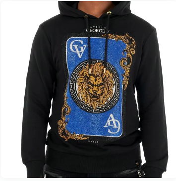 AVENUE GEORGE V PARIS “SPADES” HOODIE (BLK/BLUE)