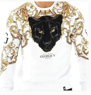 AVENUE GEORGE V PARIS BLACK PANTHER SWEATSHIRT (WHITE/GOLD) GV2337