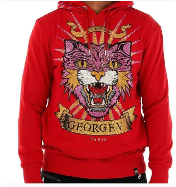 AVENUE GEORGE  V PARIS "BIG LION HEAD" HOODIE SWEATSHIRT GV2323 (RED)