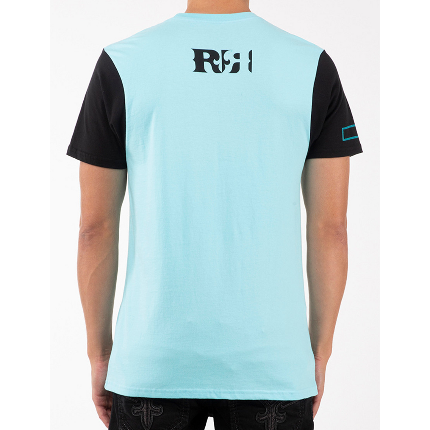 ROCK REVIVAL TURQUOISE COLORBLOCK GRAPHIC PRINT T-SHIRT