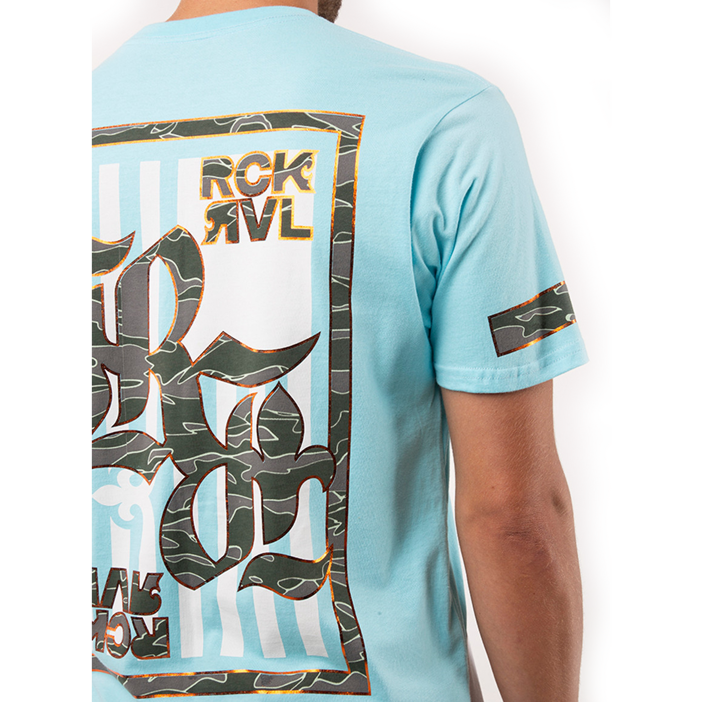 ROCK REVIVAL COLORBLOCK TURQUOISE & WHITE GRAPHIC T-SHIRT