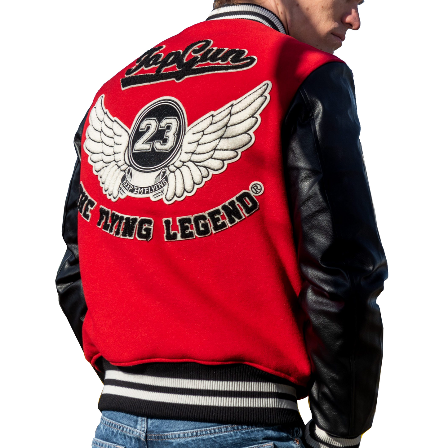 TOP GUN® MEN’S “THE FLYING LEGEND” VARSITY JACKET (RED) TG2137