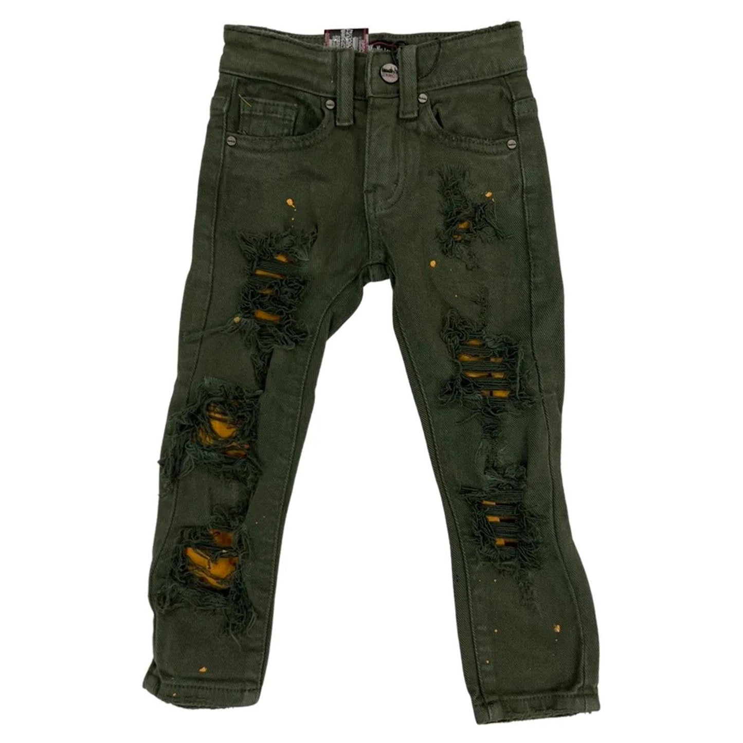 DENIMICITY KIDS ZOMBIE PATCHED JEANS (OLIVE)