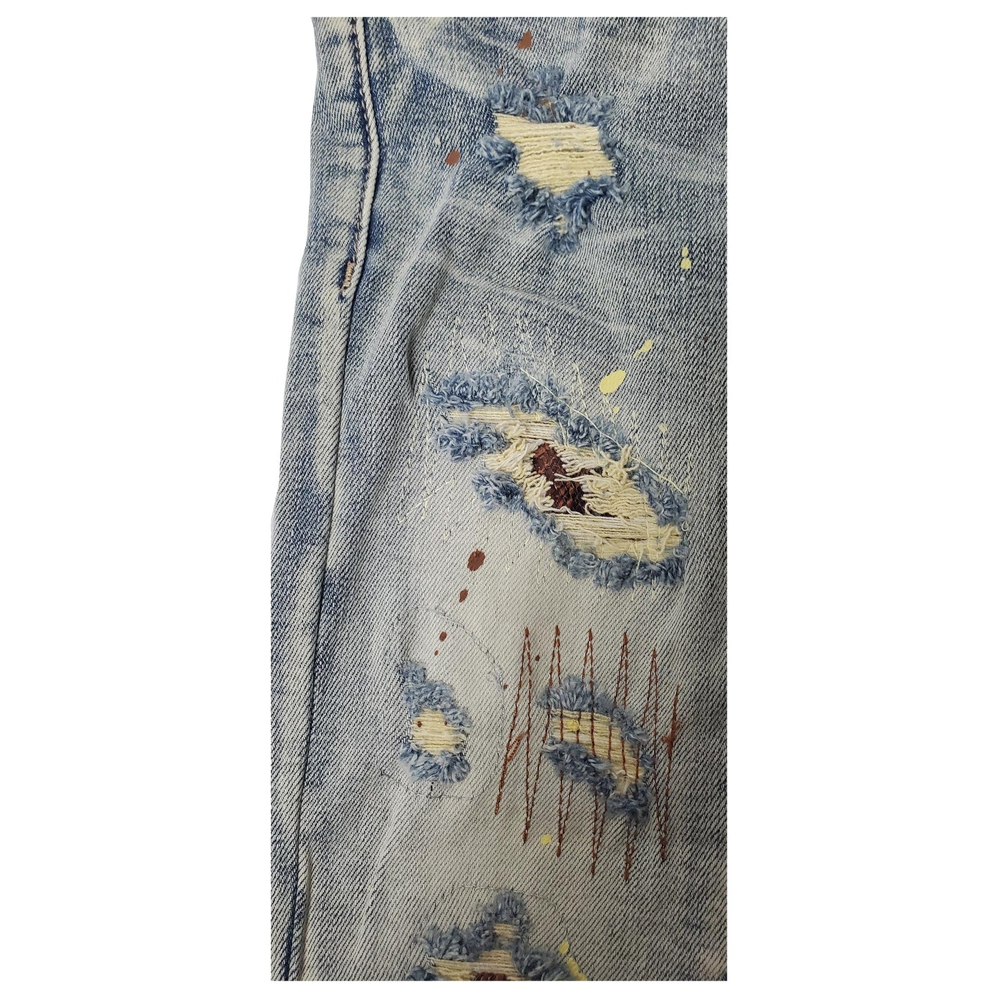 DENIMICITY RIP N REPAIR BLEACHED VINTAGE WASH WITH BROWN SNAKE STITCH KIDS (DNM-K121KIDS)