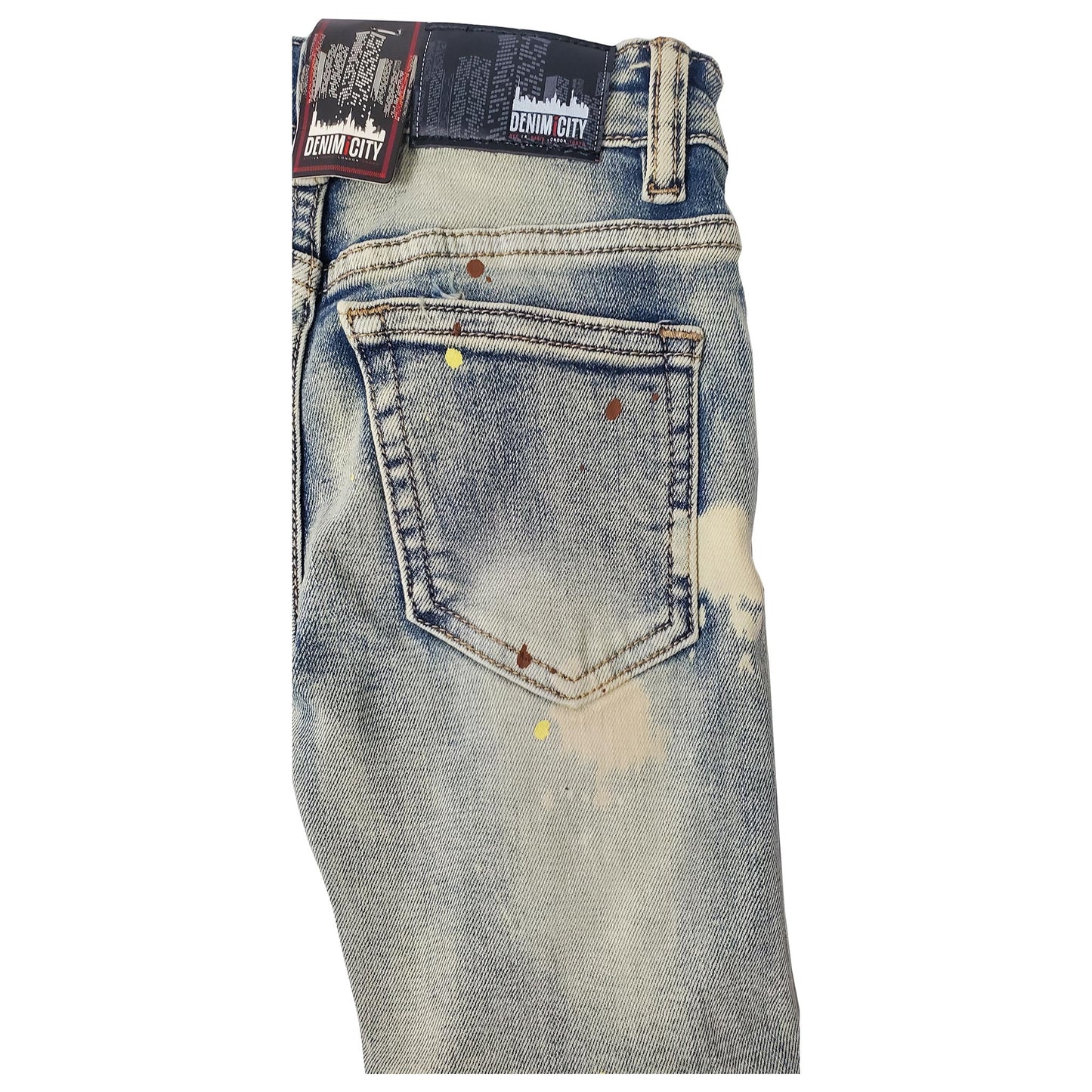 DENIMICITY RIP N REPAIR BLEACHED VINTAGE WASH WITH BROWN SNAKE STITCH KIDS (DNM-K121KIDS)