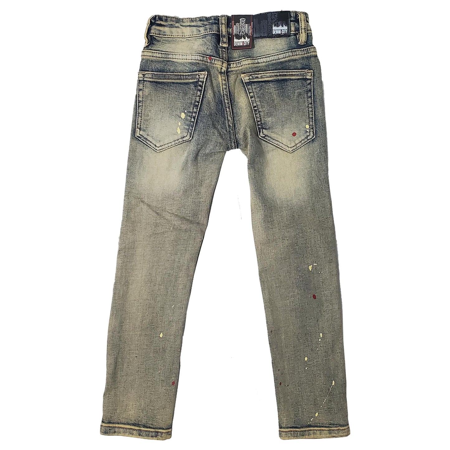 DENIMICITY RIP N REPAIR DARK VINTAGE BLUE WASH WITH BURGUNDY SNAKE STITCH KIDS (DNMK104KIDS)