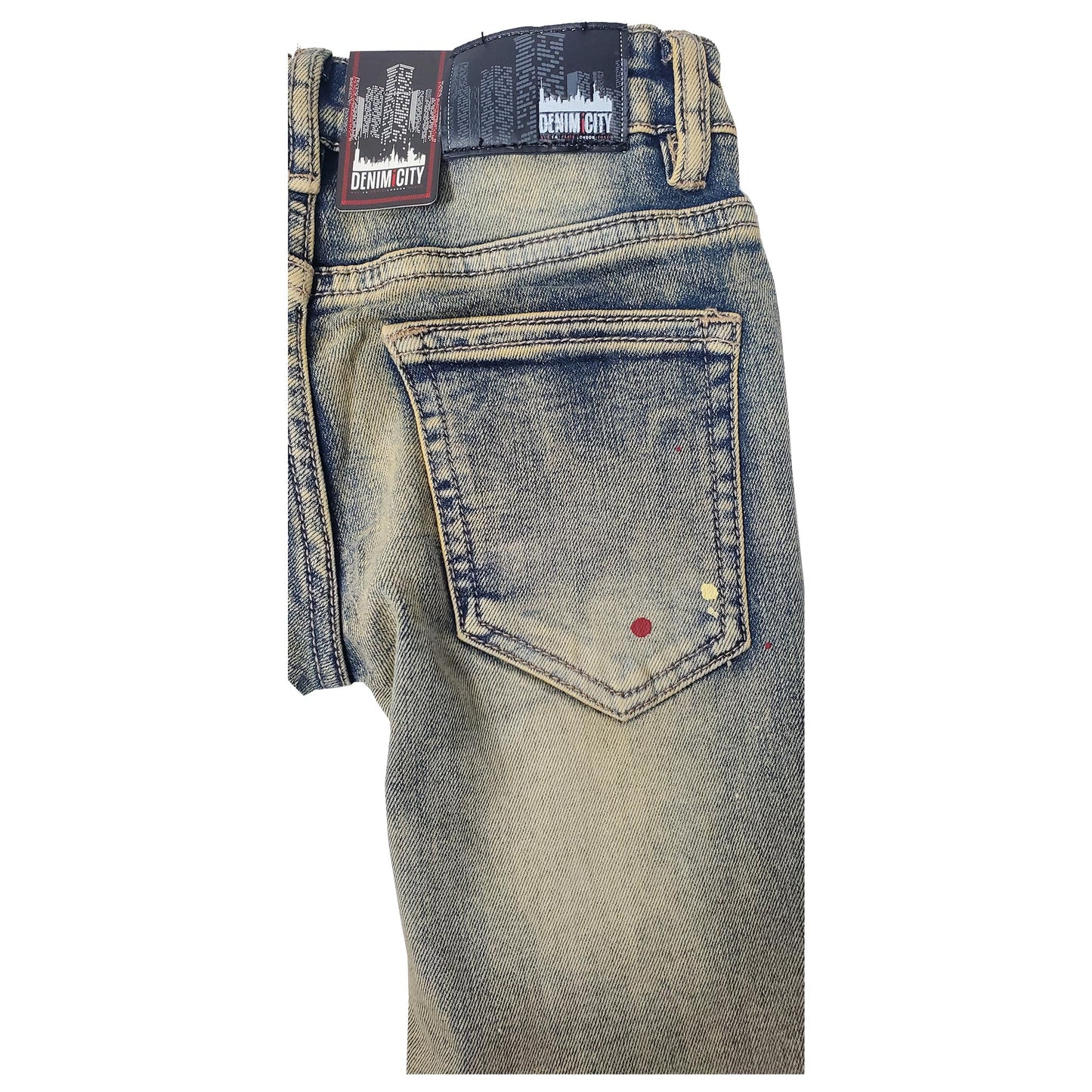 DENIMICITY RIP N REPAIR DARK VINTAGE BLUE WASH WITH BURGUNDY SNAKE STITCH KIDS (DNMK104KIDS)