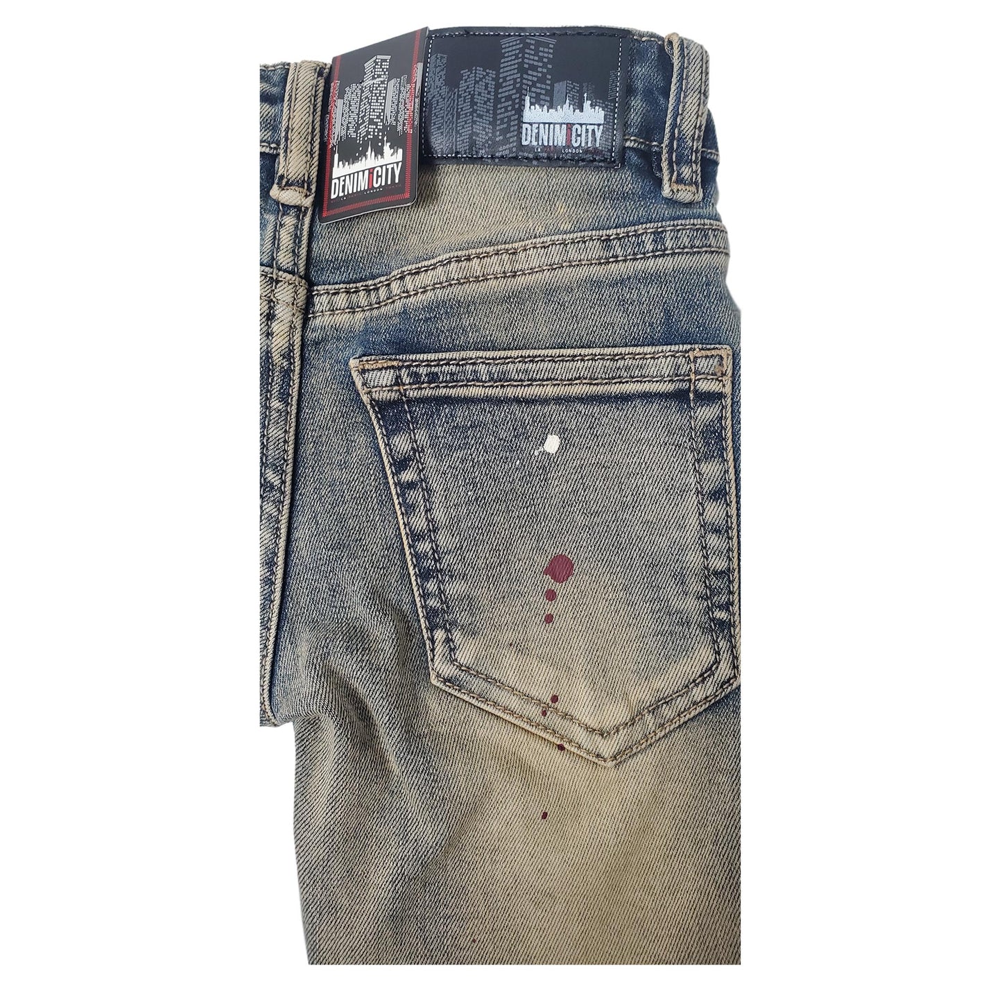 DENIMICITY KNEE RIP DENIM DARK VINTAGE WASH PAINTED KIDS (DNM-001DARKVINTAGE)