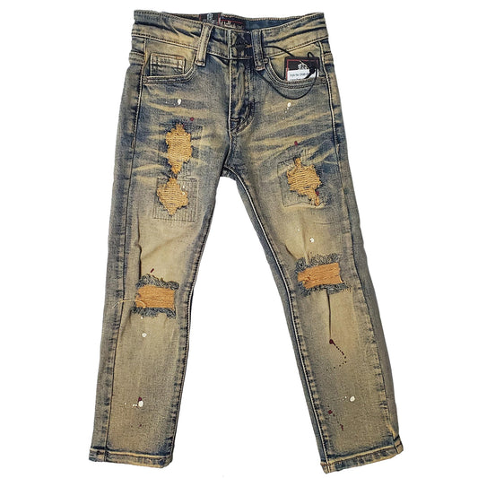 DENIMICITY KNEE RIP DENIM DARK VINTAGE WASH PAINTED KIDS (DNM-001DARKVINTAGE)