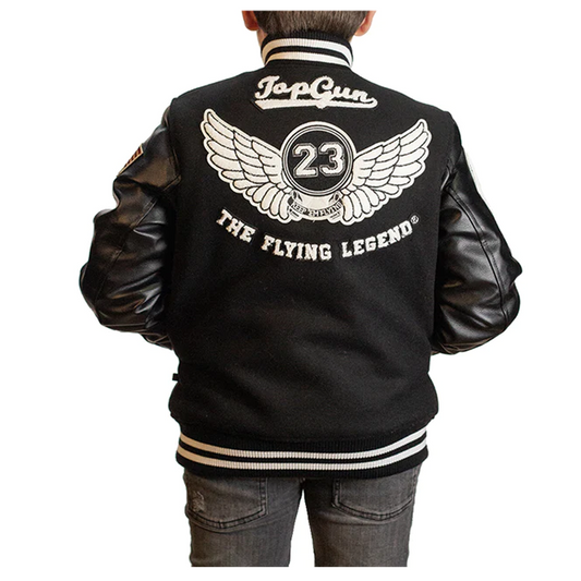 TOP GUN® KIDS FLYING LEGEND VARSITY JACKET TGK2237 (BLK)