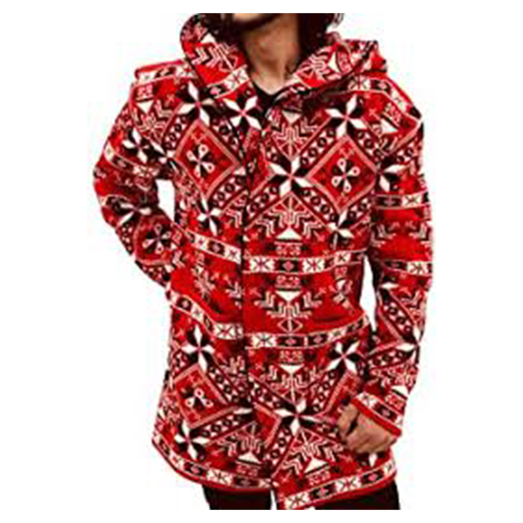 One in a Million Hooded Cardigan (Red/Tribal)