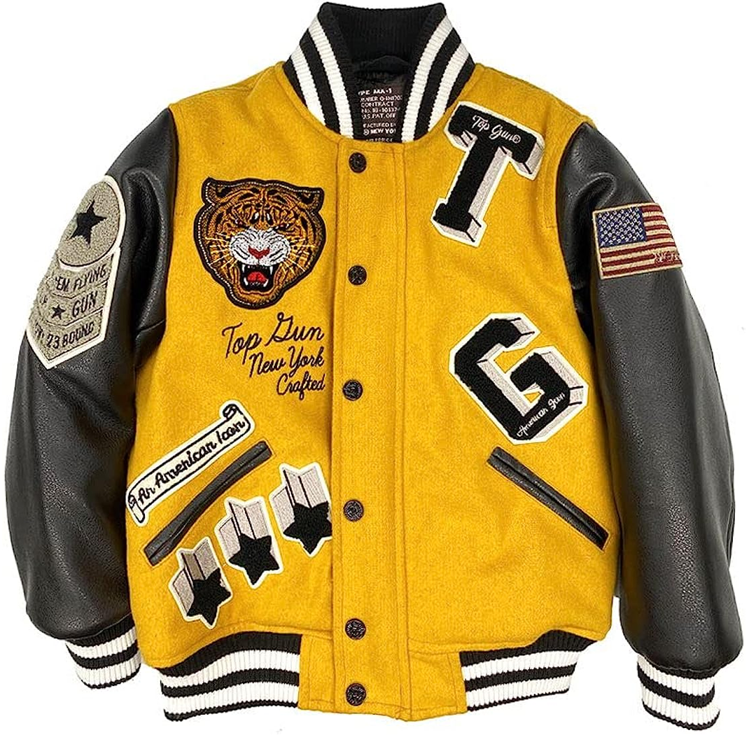 TOP GUN® KIDS TIGER VARSITY JACKET TGK2231 (MUSTARD)