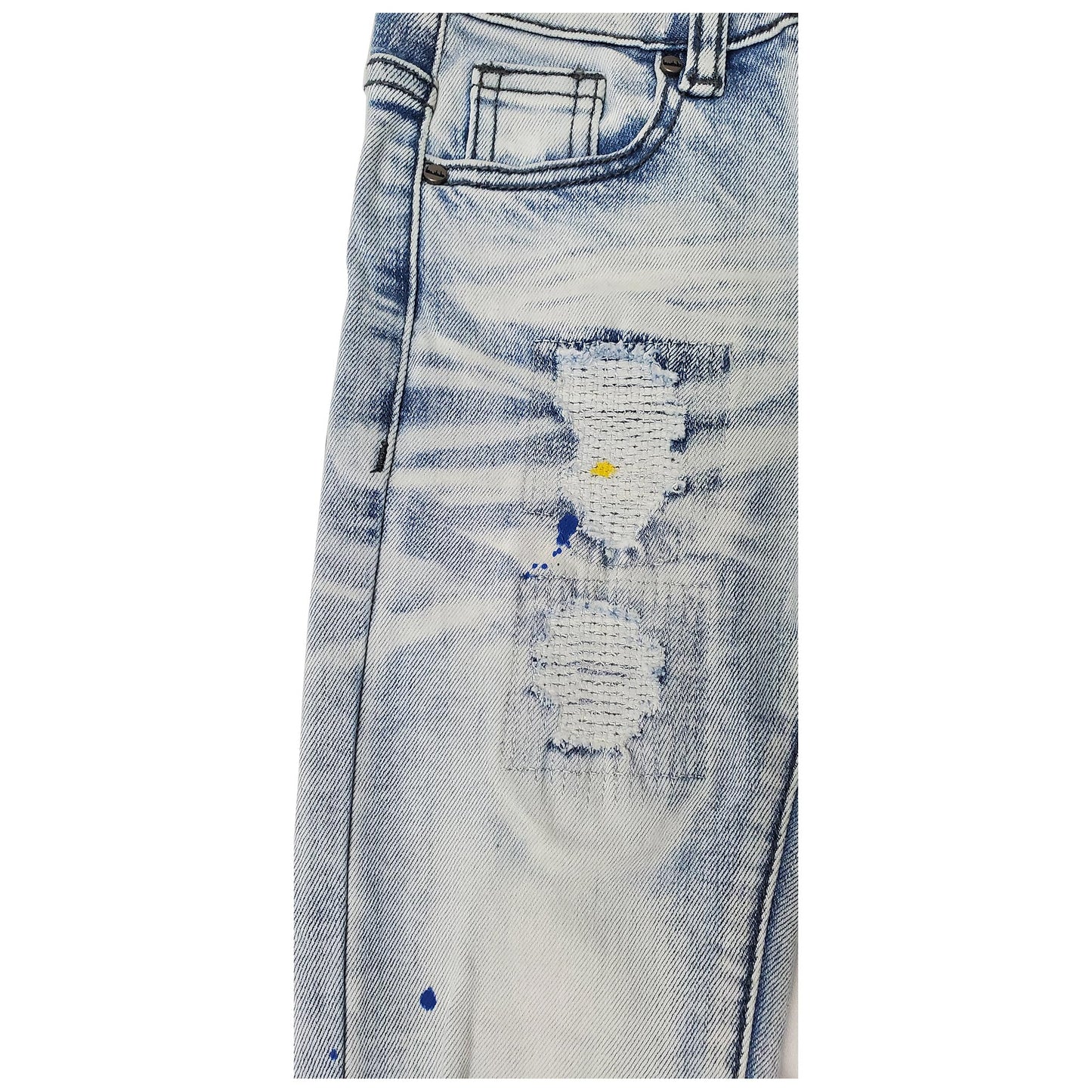 DENIMICITY KNEE RIP DENIM LIGHT BLUE WASH PAINTED KIDS (DNM-001LIGHTBLU)