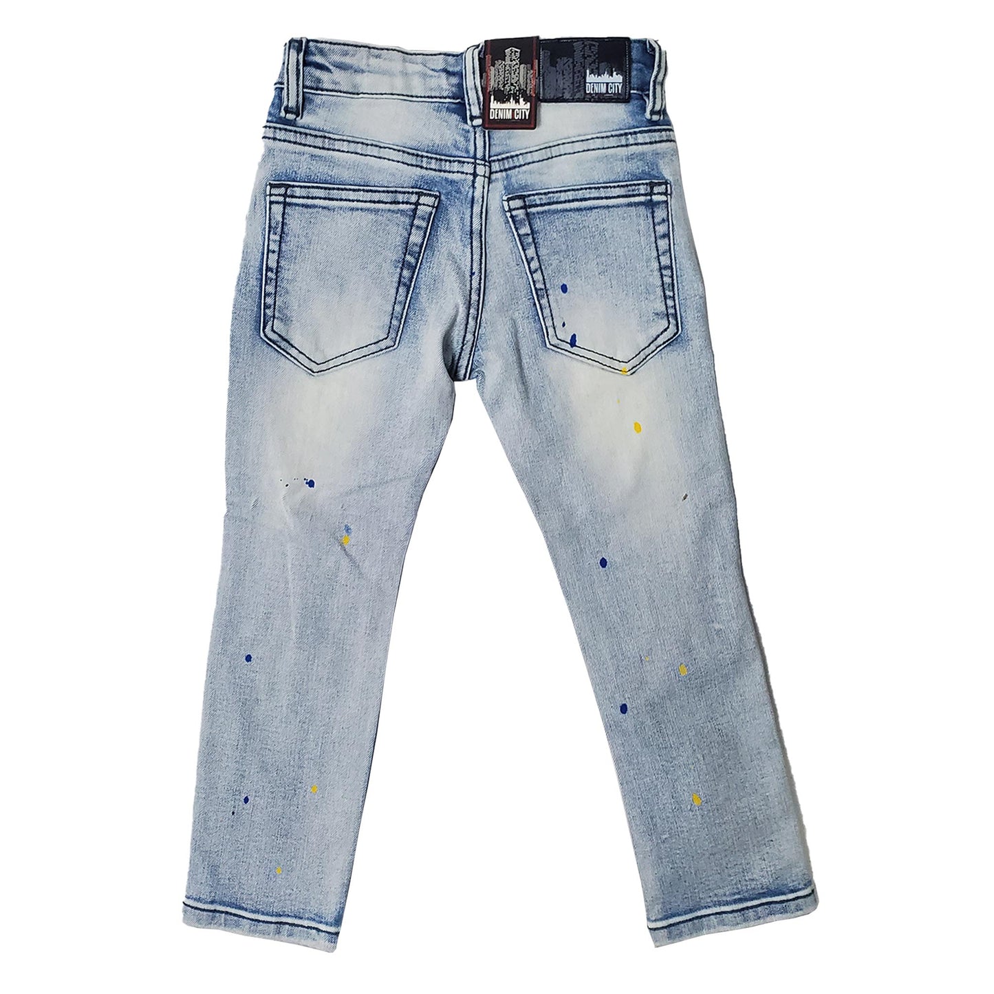 DENIMICITY KNEE RIP DENIM LIGHT BLUE WASH PAINTED KIDS (DNM-001LIGHTBLU)