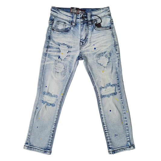 DENIMICITY KNEE RIP DENIM LIGHT BLUE WASH PAINTED KIDS (DNM-001LIGHTBLU)