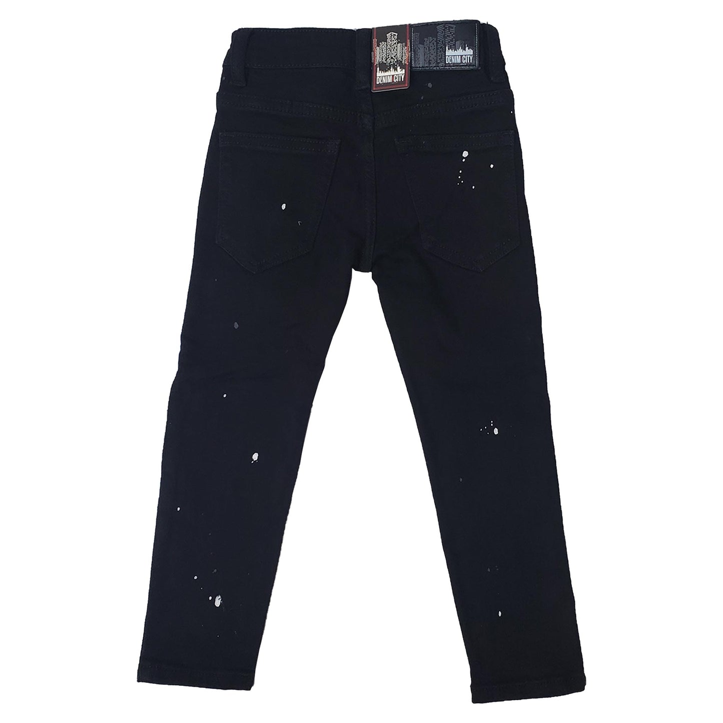 DENIMICITY RIP N REPAIR JET BLACK WASH WITH WHITE STITCH KIDS (DNM-K079KIDS)