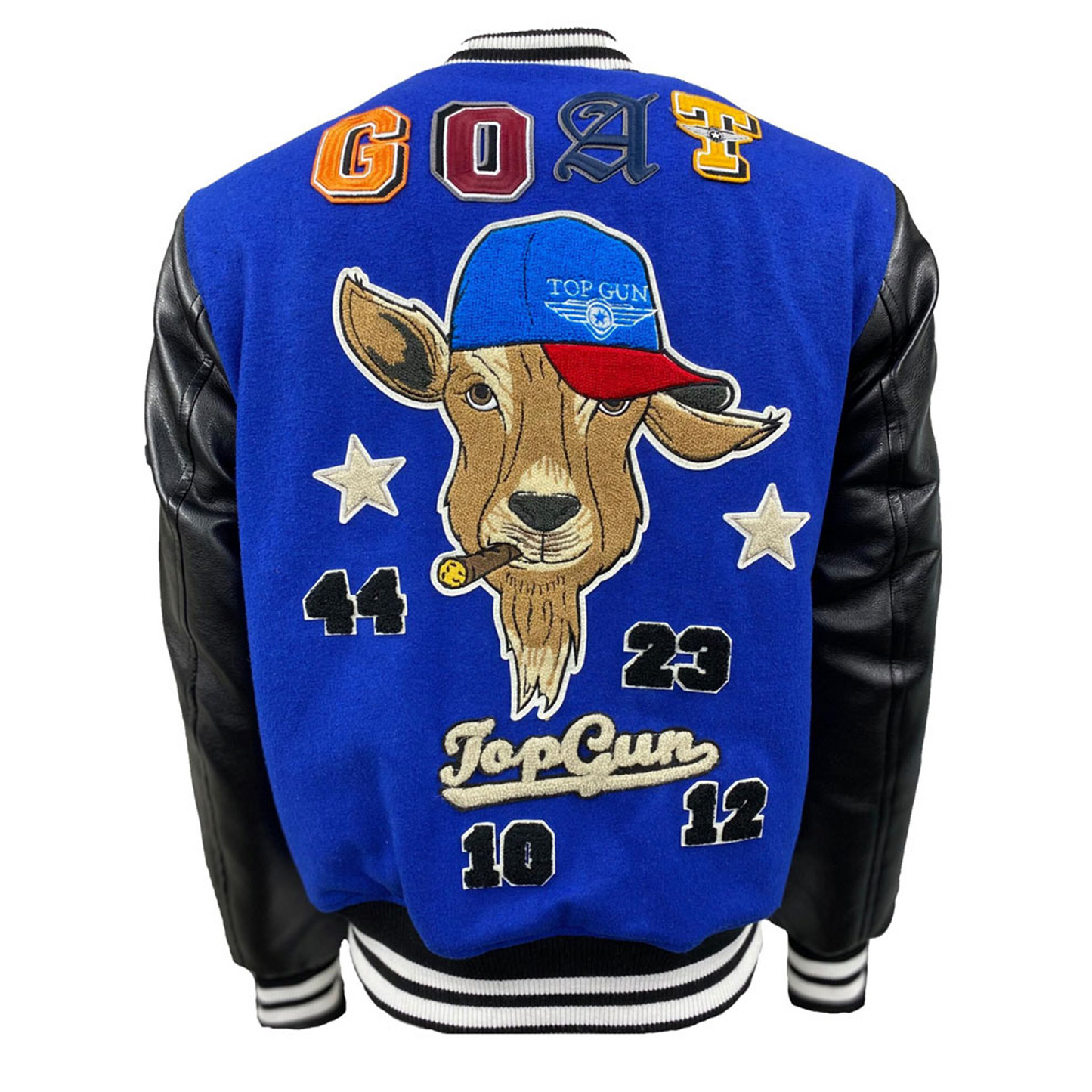 TOP GUN® MEN’S “GOAT” VARSITY JACKET (BLUE)  TG2149