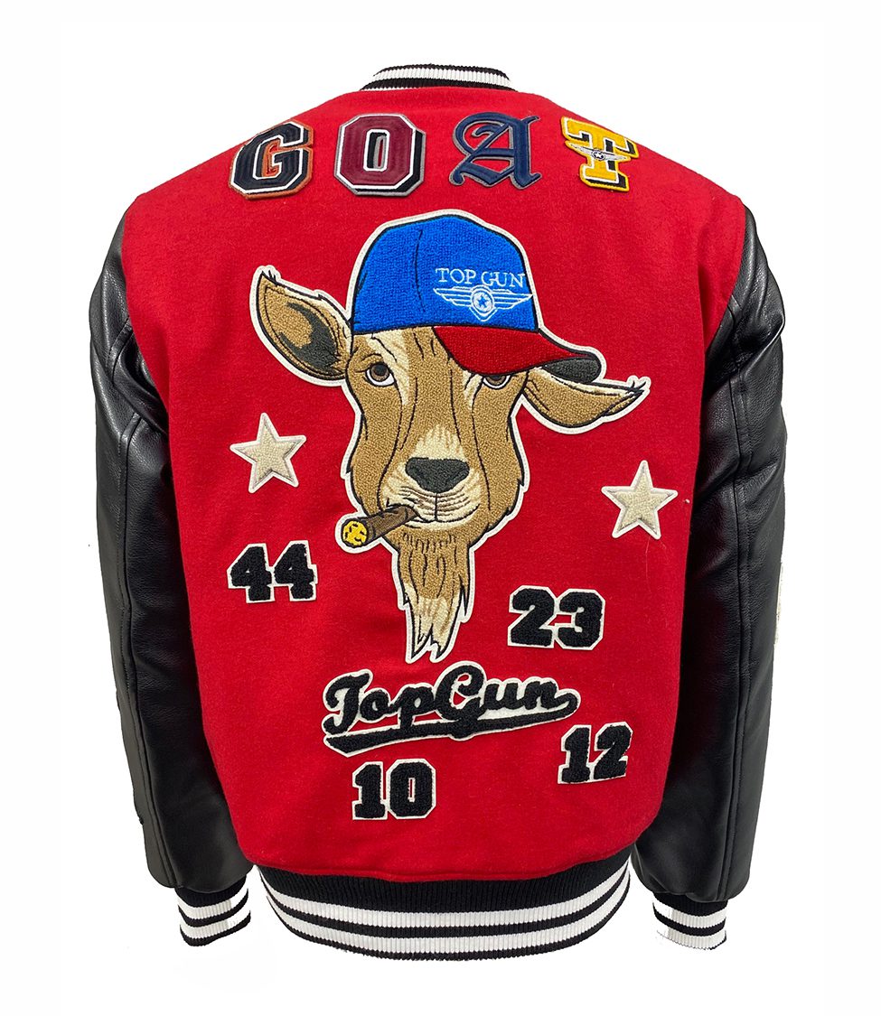 TOP GUN® MEN’S “GOAT” VARSITY JACKET (RED) TG2149